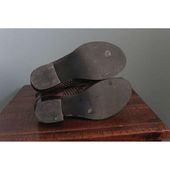 Brown Faux Leather Perforated Lace-up Ankle Boots - Picture 5 of 5